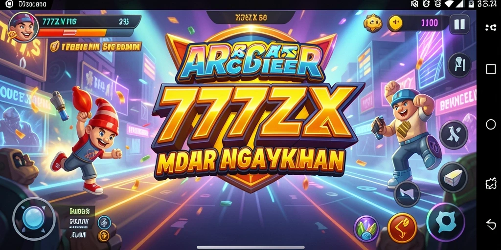 Screenshot gameplay utama 777ZX menampilkan aksi seru dalam level Arcade.
