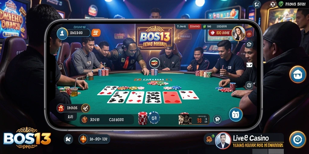 Tangkapan layar gameplay BOS13 yang mengasyikkan dengan dealer langsung.