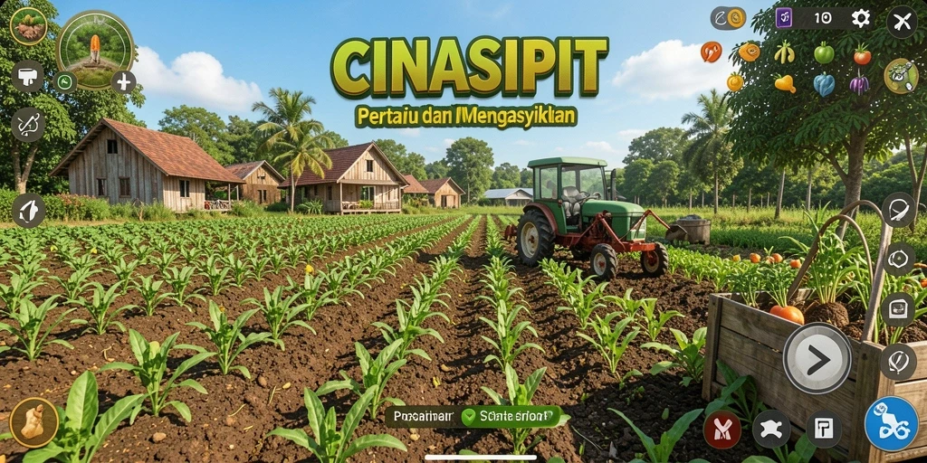 Tampilan gameplay <strong>CINASIPIT</strong> yang seru dan penuh warna dalam bertani.