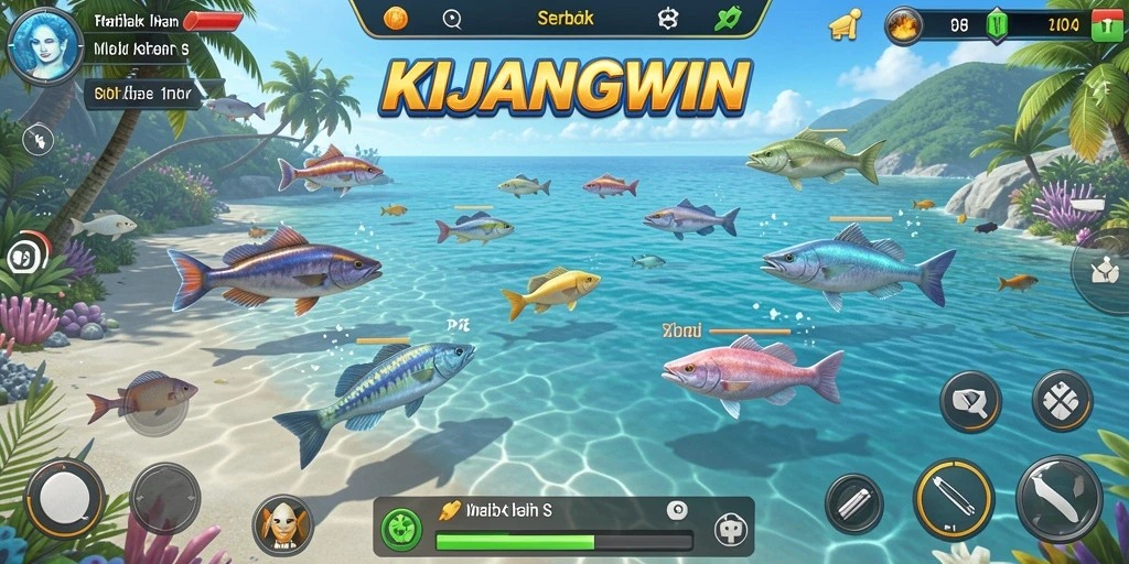 Tampilan gameplay KIJANGWIN dengan aksi tembak ikan yang seru.