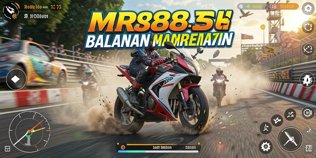 Gameplay seru balapan motor dengan lintasan yang menantang.