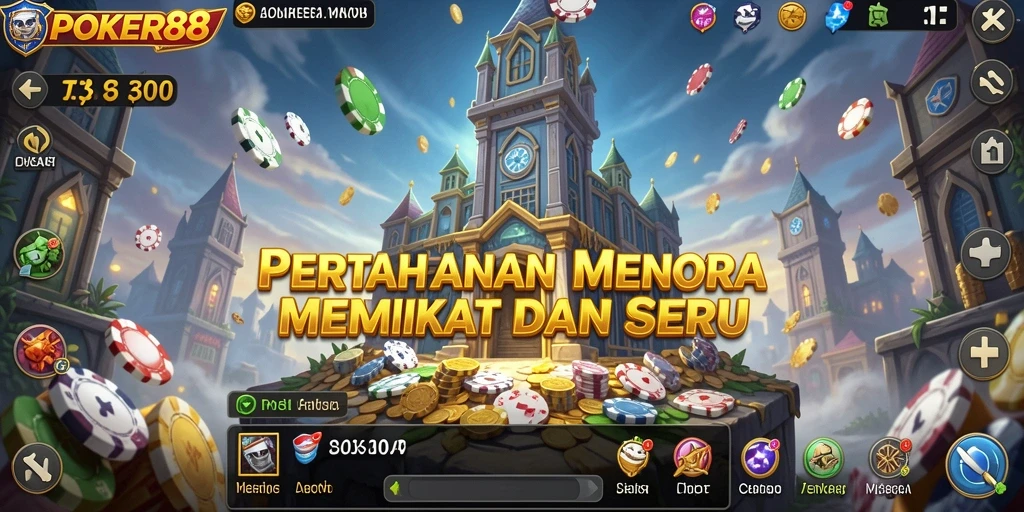 Tampilan menarik dari gameplay POKER88 Tower Defense.