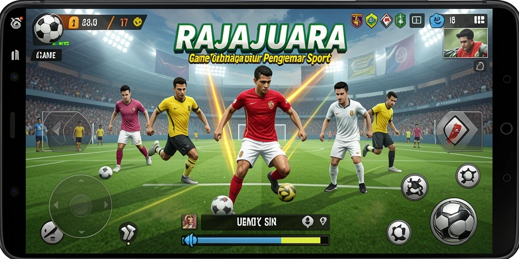 Screenshot gameplay RAJAJUARA menunjukkan aksi seru dalam olahraga.