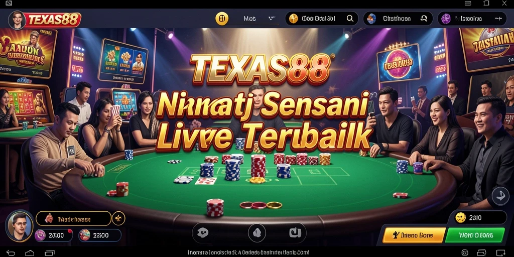 Screenshot gameplay TEXAS88 menampilkan dealer langsung di meja permainan.